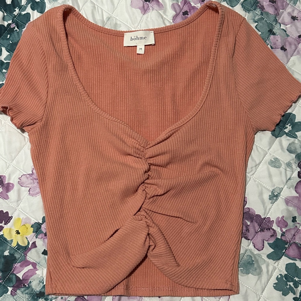 Bohme Dusty Rose Ribbed Crop Top